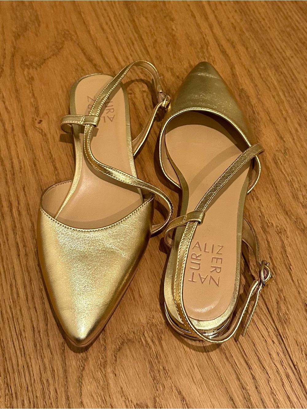 Aurelia Metallic Gold Pointed Slingback Flats